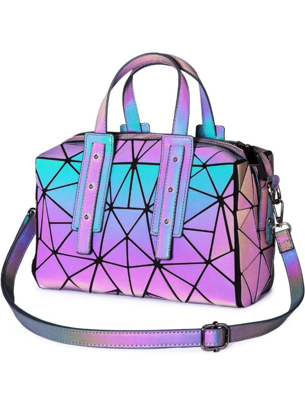 Luminous Geometric Holographic Crossbody Bag & Wallet for Women - Stylish